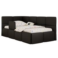 POLSTERBETT ARVO ALTA 90/200 - Schwarz Kunstleder - Ohne Matratze - Links - Schwarz, Textil (90/200cm) - MKS