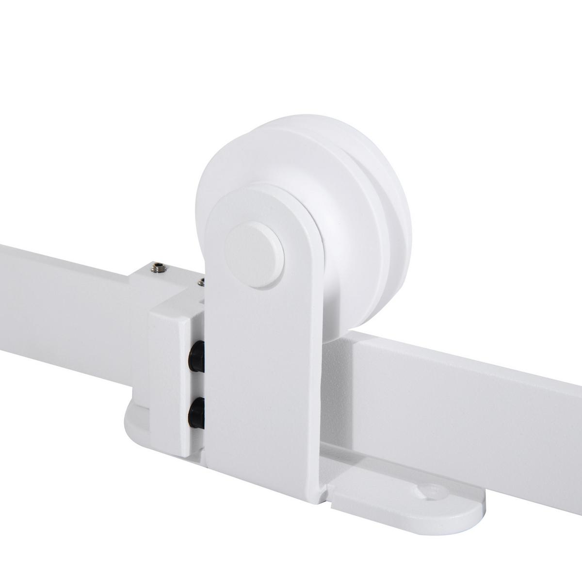 SCHIEBETÜREN-BESCHLAGSATZ 183 cm Komplett-Set mit Schienen, Rollen Weiß - Weiß, Metall (4/0.6/183cm) - HOMCOM
