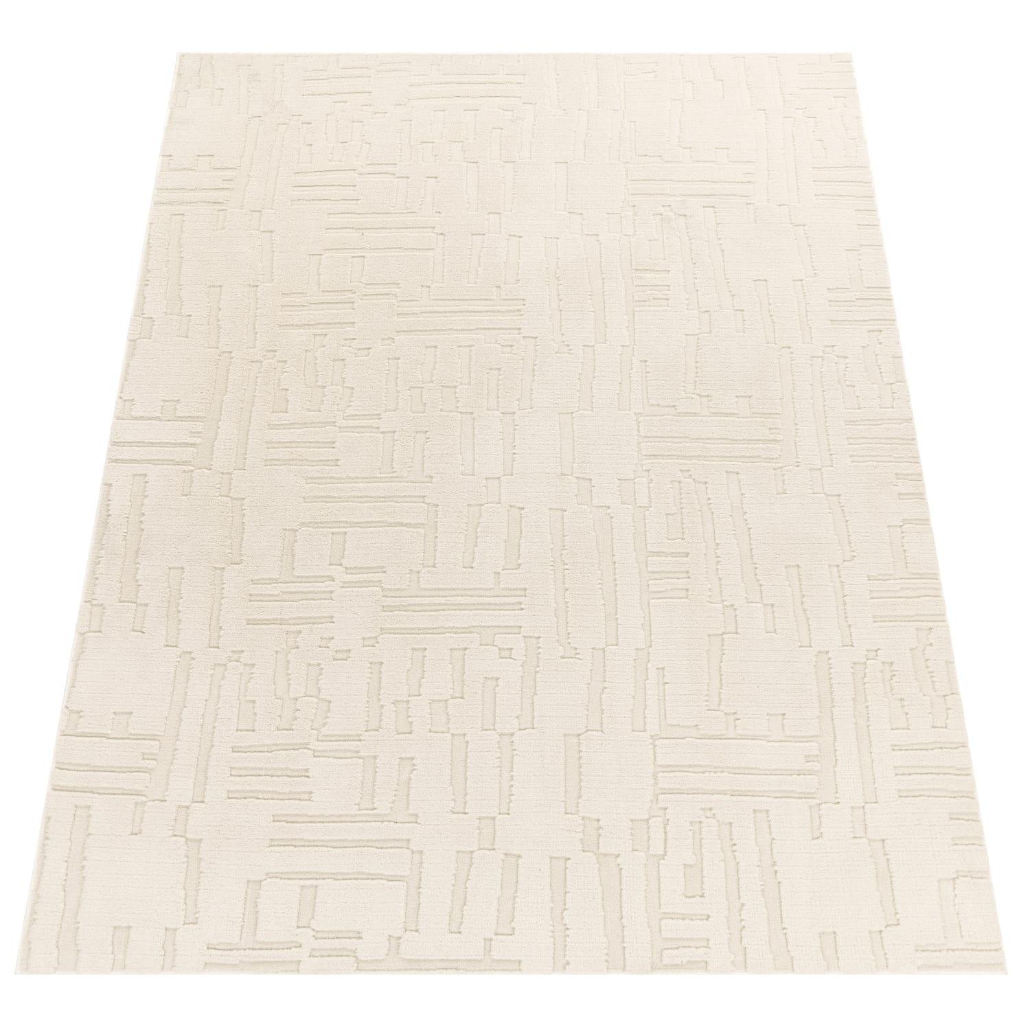 KURZFLORTEPPICH, mit Struktur, aus Polyester, Florhöhe 12 mm, Creme, 120 x 160 cm - Beige, Textil (160/120cm) - KADIMA DESIGN