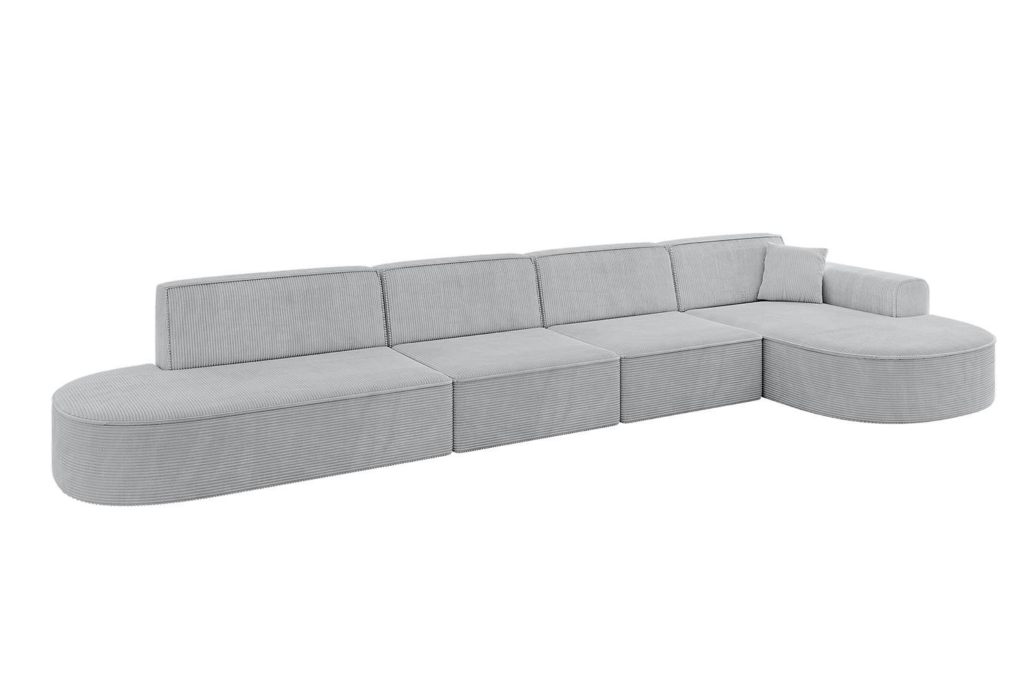 ECKSOFA Ottomane Rechts MARI-L3 - 413x171x79 cm Grau Cord - Schwarz/Grau, Holzwerkstoff/Kunststoff (171/413cm) - ALTDECOR