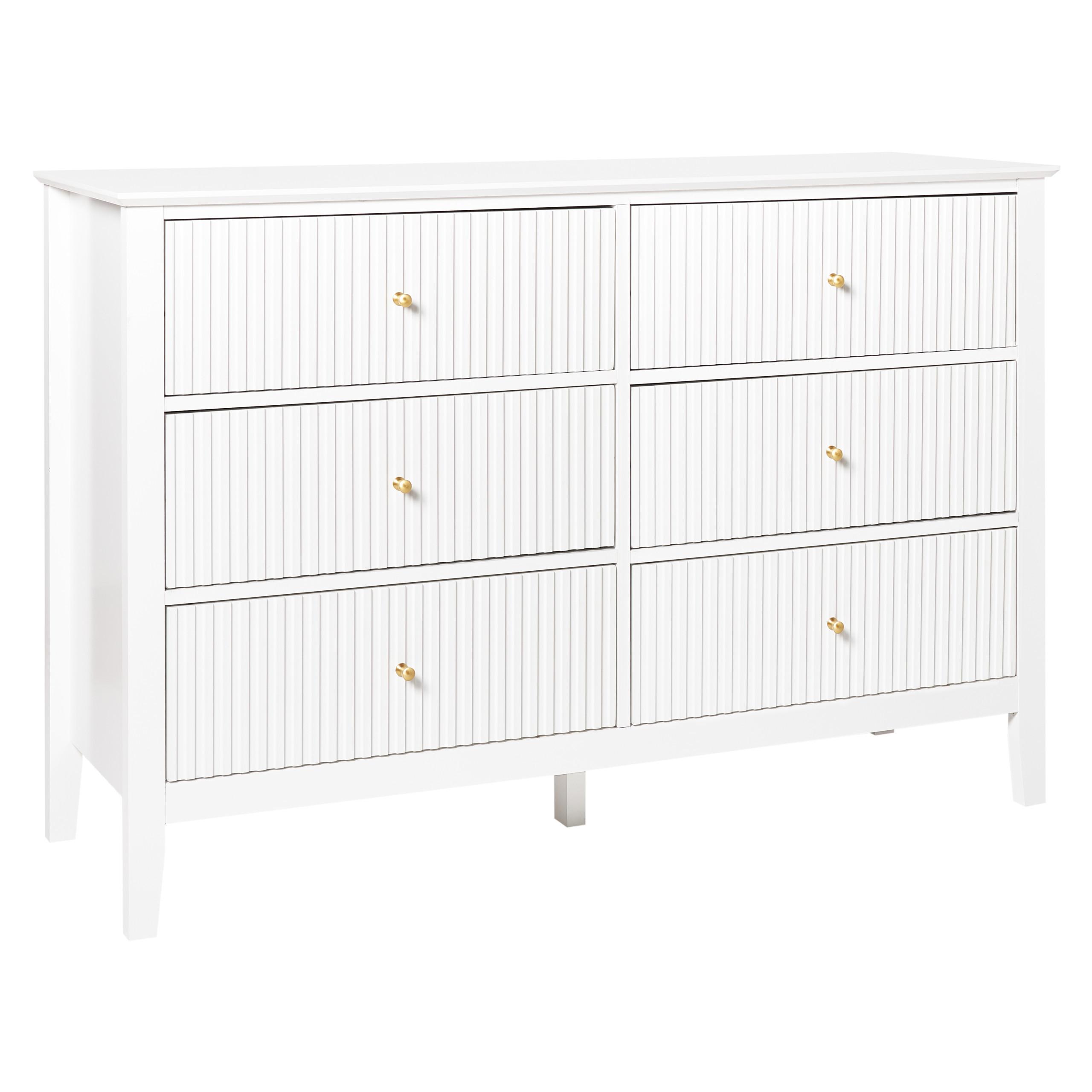 KOMMODE mit 6 Schubladen Weiß Assisi - Weiß, Holzwerkstoff (120/80/40cm) - Beliani