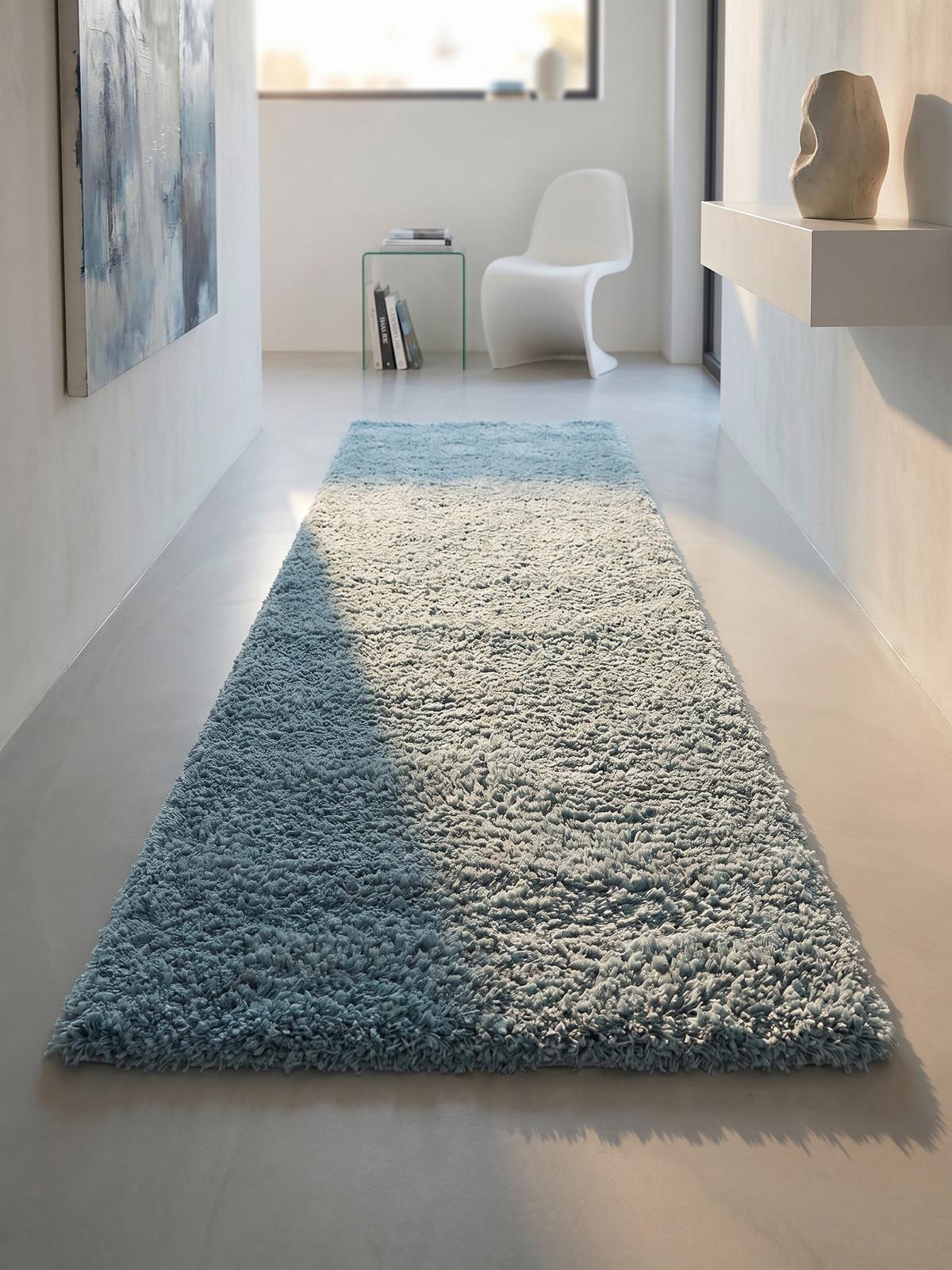 HOCHFLORTEPPICH SALZACH, einfarbig, Blau, 80 x 250 cm - Blau, Textil (250/80cm) - KADIMA DESIGN