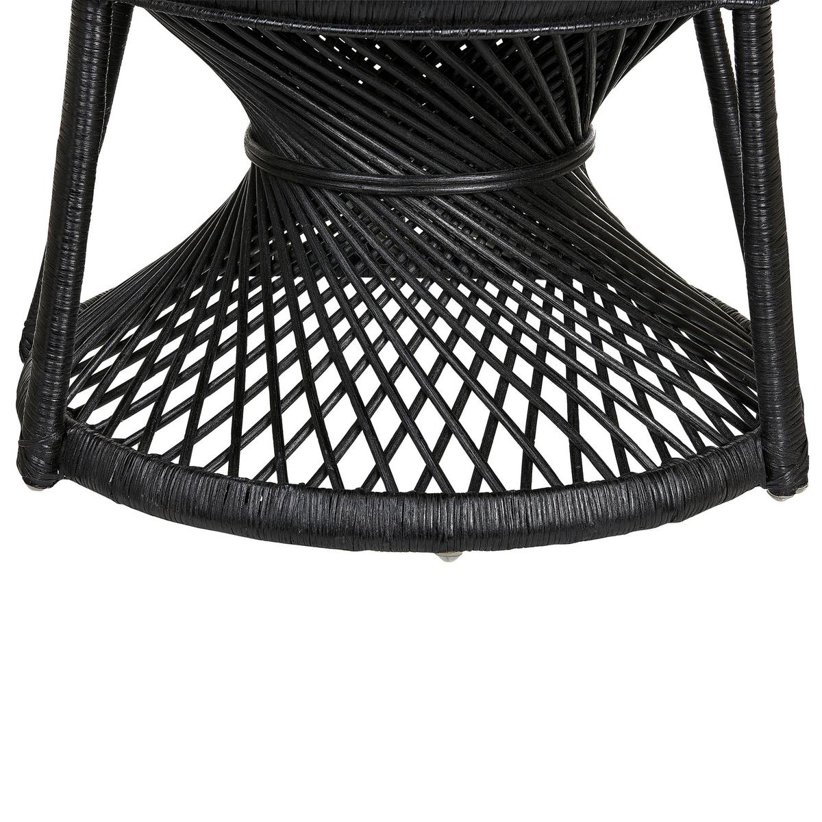 PFAUENSESSEL Rattan/Baumwolle schwarz Emmanuelle - Schwarz, Naturmaterialien/Textil (120/150/50cm) - Beliani