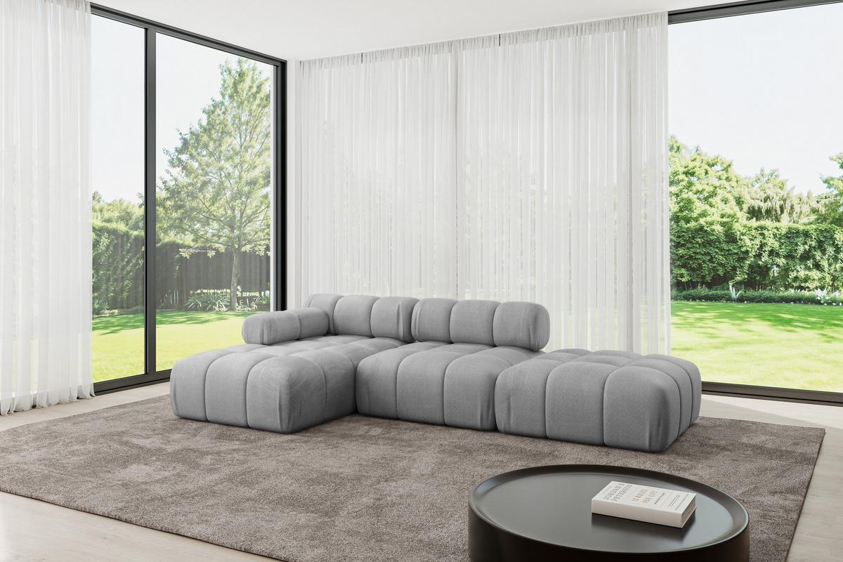 ECKSOFA modulares Sofa Lizur-L1 - 285x160x70 cm Hellgrau Velours - Hellgrau, Holzwerkstoff/Textil (285/160cm) - ALTDECOR