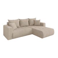 ECKSOFA mit Schlaffunktion Ottomane Rechts MILA-L 277x194x86 Beige Velours - Schwarz/Sahara, Holzwerkstoff/Kunststoff (277/194cm) - ALTDECOR