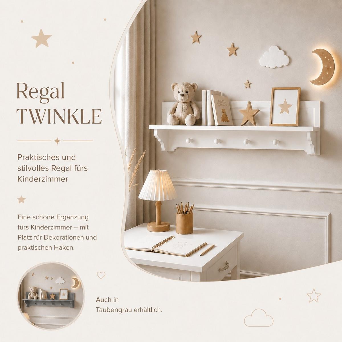 SHELF TWINKLE für das Kinderzimmer Weiß matt - Weiß, Holzwerkstoff (95/25/17.6cm) - Lookway