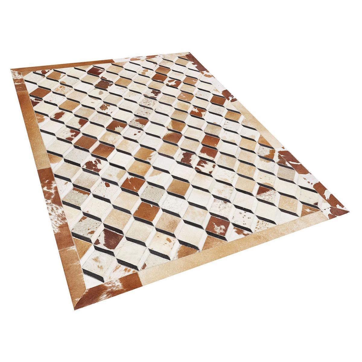 PATCHWORK-TEPPICH Serinova 200/140 cm - Braun, Fell (140/200cm) - Beliani