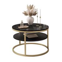 COUCHTISCH CIRI SLIM mit Regal Hochglanz - Goldfarben/Schwarz, Holzwerkstoff (60/60/42cm) - Lookway