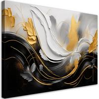 WANDBILD wellen 3d abstraktion - Goldfarben, Textil (60/40cm) - Feeby