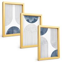 BILDER SET 3er Set - 20x30 cm Goldrahmen - Abstrakte blaue Muster - Goldfarben, Kunststoff (20/30cm) - TULUP