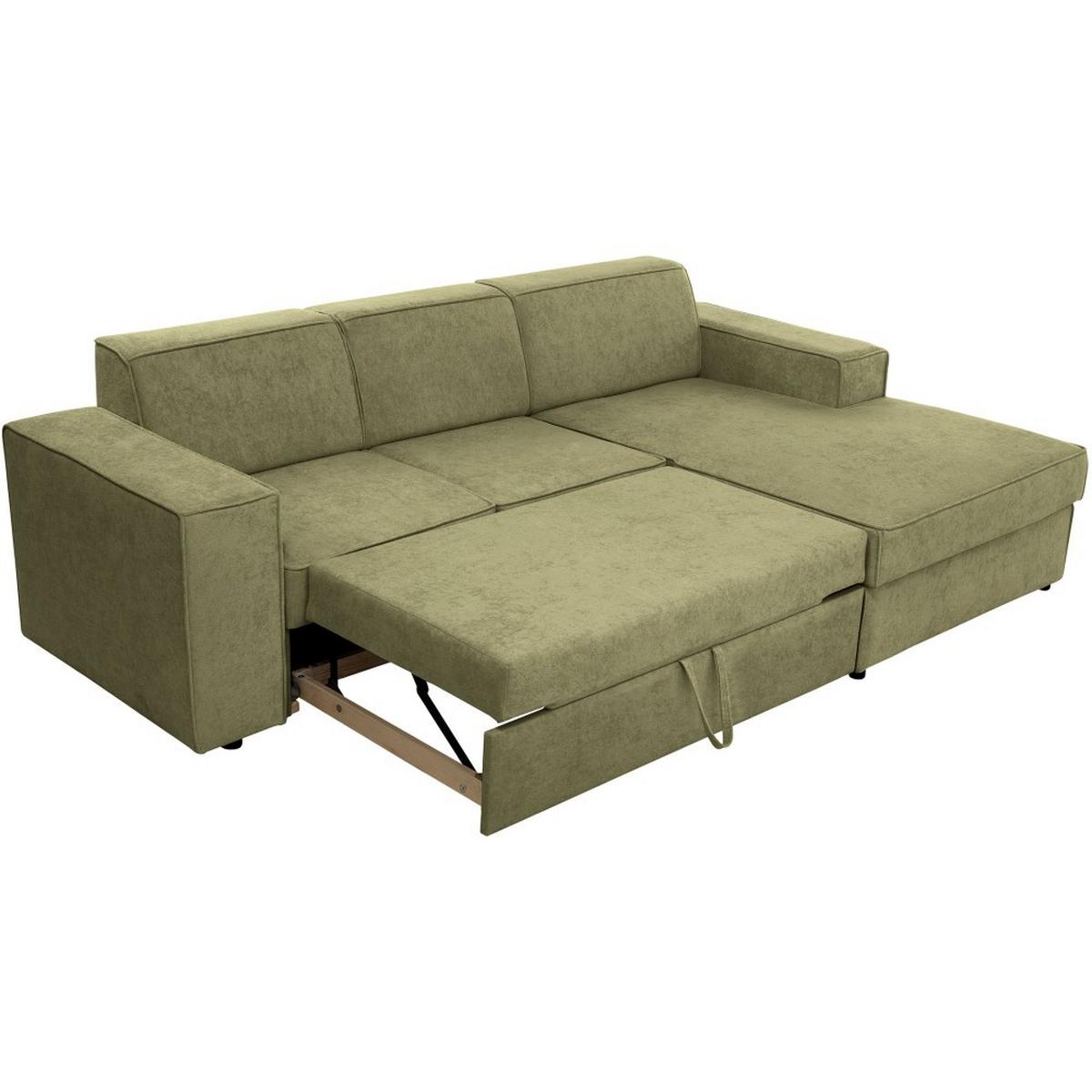 ECKSCHLAFSOFA mit Schlaffunktion Pedro L hellgrün rechts - Schwarz/Hellgrün, Kunststoff/Textil (267/160cm) - Beautysofa