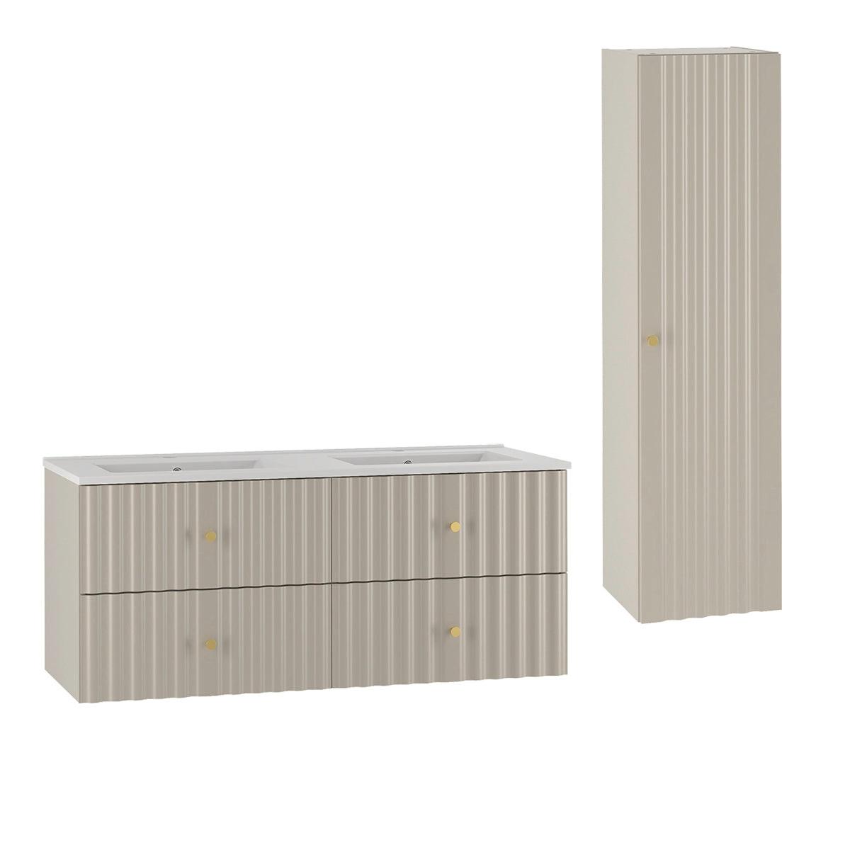 BADMÖBEL 120cm Izae 2er-Set Kaschmir - Kaschmir, Holzwerkstoff (120/50/45.8cm) - Petits-meubles