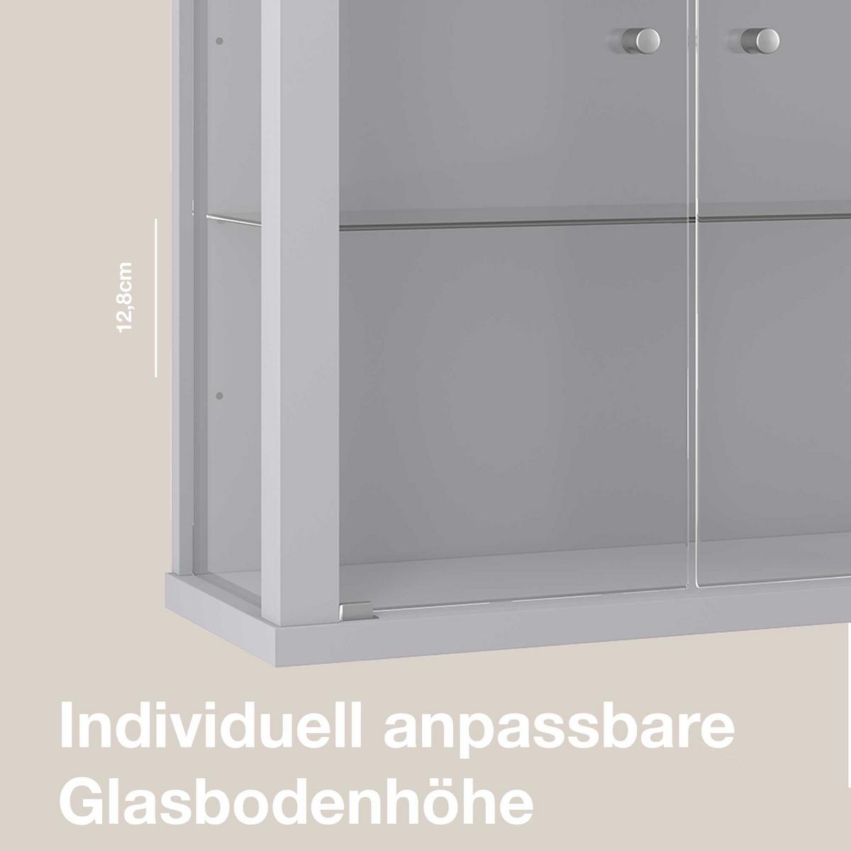 HÄNGEVITRINE 25/60/80 cm mit 2 höhenverstellbaren Glasböden - Transparent/Silberfarben, Glas/Holzwerkstoff (60/80/25cm) - K-Möbel