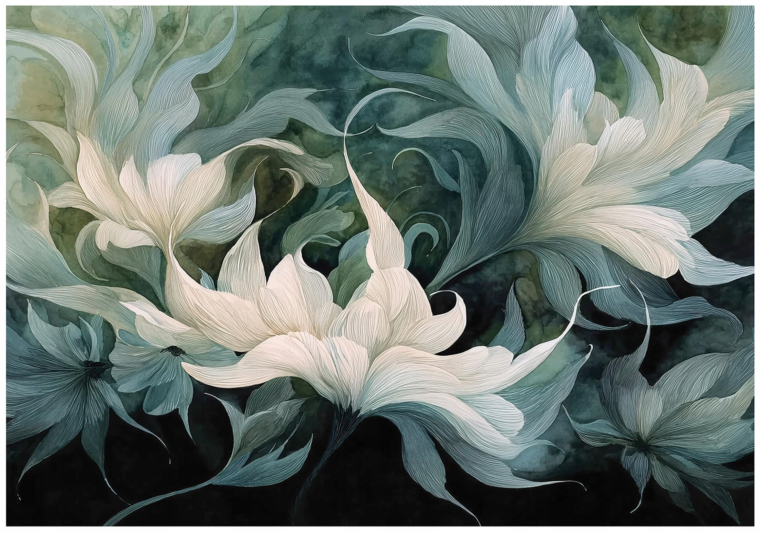 FOTOTAPETE Blumen Abstrakt Grün 300x210 cm - Multicolor, Papier (300/210cm) - Wallarena