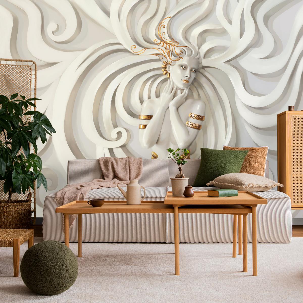 FOTOTAPETE Medusa Abstraktion 3D Effekt 200x140 - Beige, Papier (200/140cm) - Muralo
