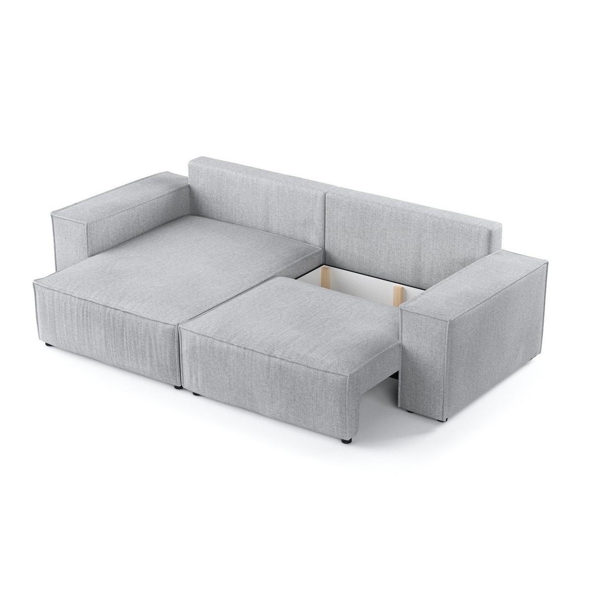 ECKSOFA SENSO mit Schlaffunktion Hellbeige im City Stoff - Hellgrau/Schwarz, Holz/Holzwerkstoff (255/148cm) - AltaBeds