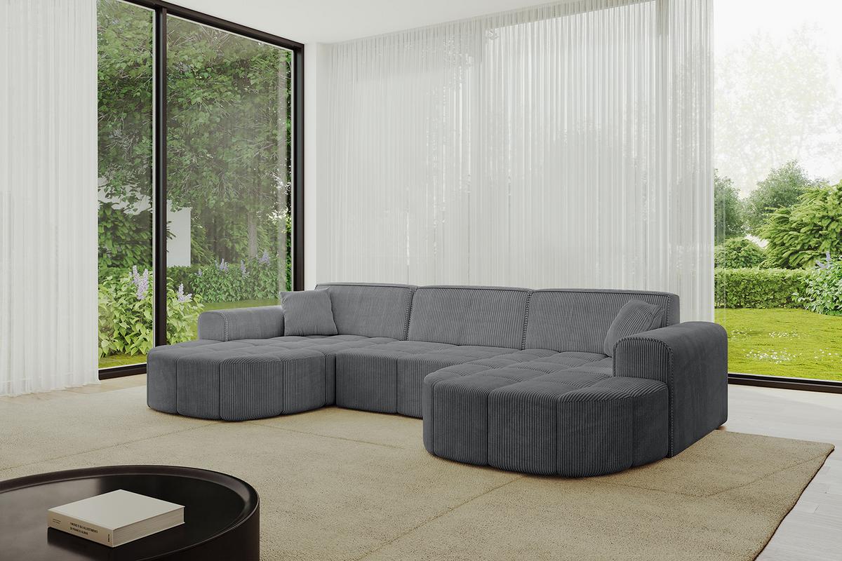 WOHNLANDSCHAFT LIVO-U1 - 315x173x79,5 cm Duneklgrau - Dunkelgrau, Holzwerkstoff/Textil (315/79/173cm) - ALTDECOR