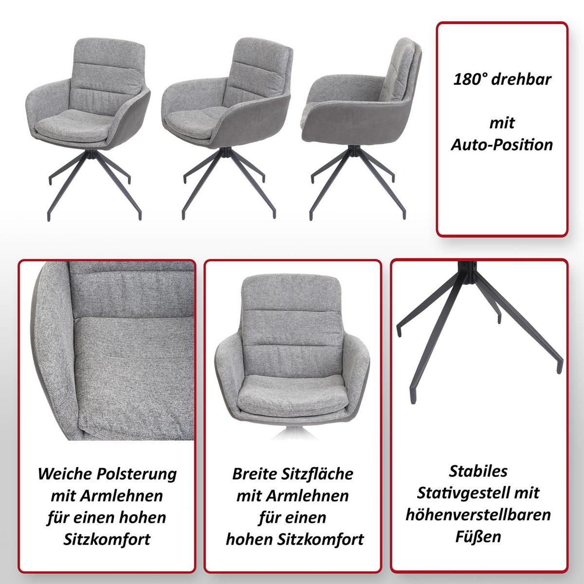 ESSZIMMERSTUHL Grau - Grau, Textil (60/89/54cm) - MCW