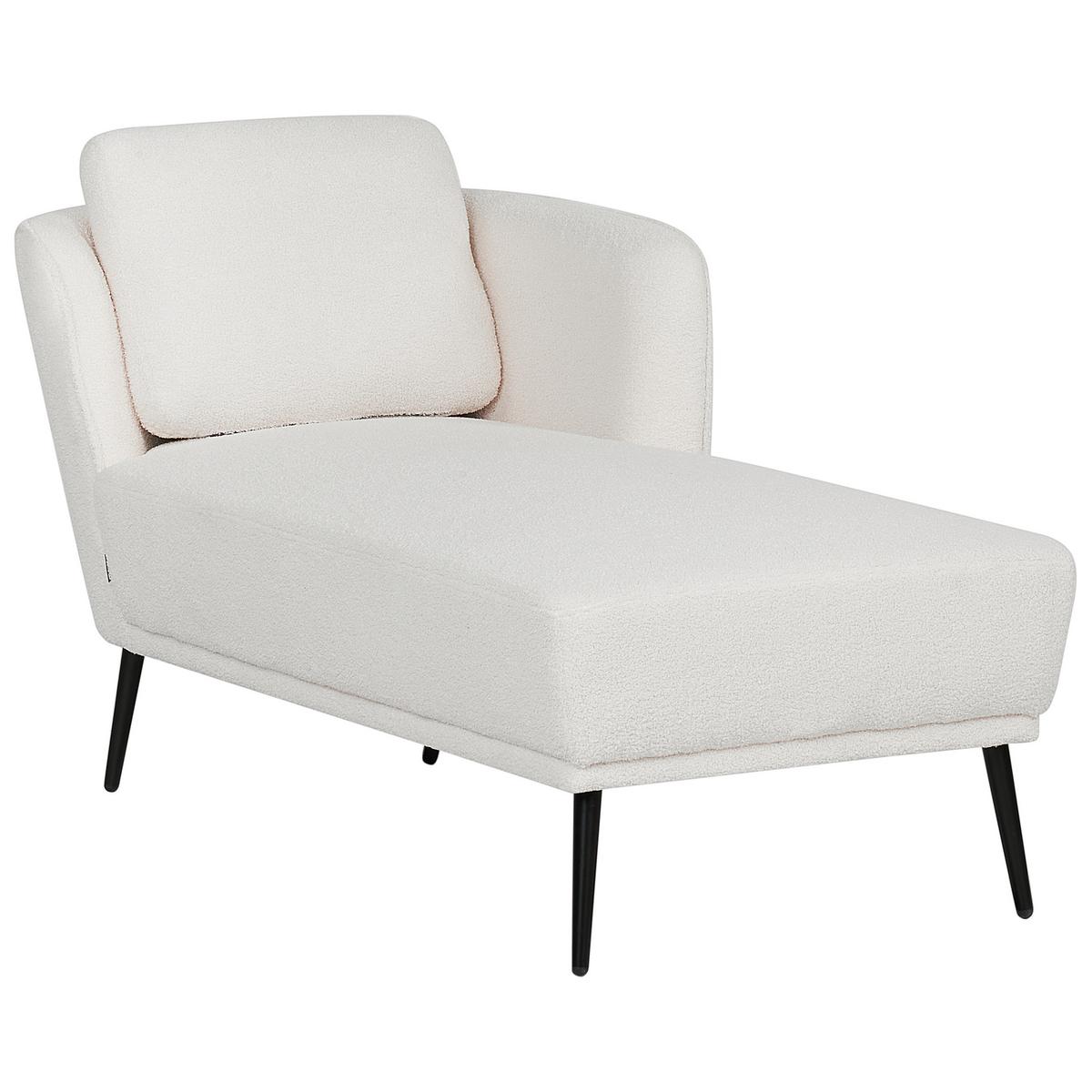 CHAISELONGUE-LINKSSEITIGE Bouclé Cremeweiß Artheze - Creme/Schwarz, Textil (148/70/64cm) - Beliani
