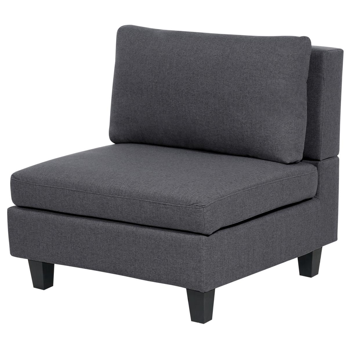 3-SITZER-SOFA Leinenoptik dunkelgrau Unstad - Schwarz/Grau, Textil (228/72/76cm) - Beliani