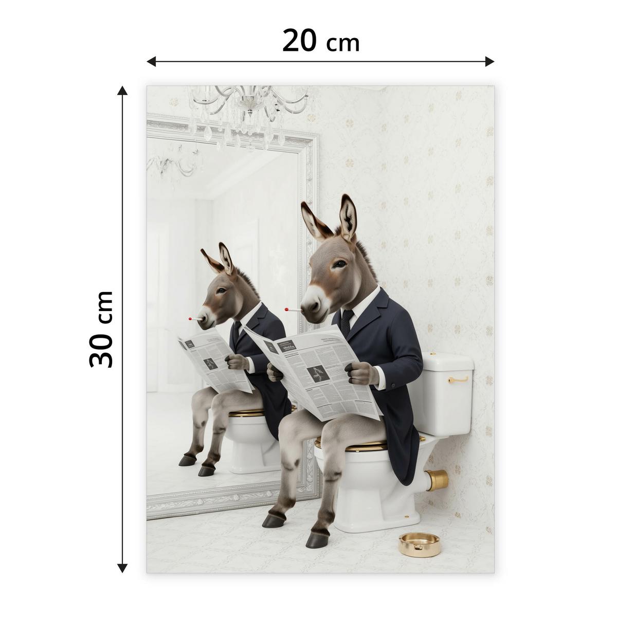 POSTER für Badezimmer WC ESEL im Anzug auf Toilette mit Zeitung Abstraktion 20x30cm - Beige/Schwarz, Papier (20/30/30cm) - Muralo