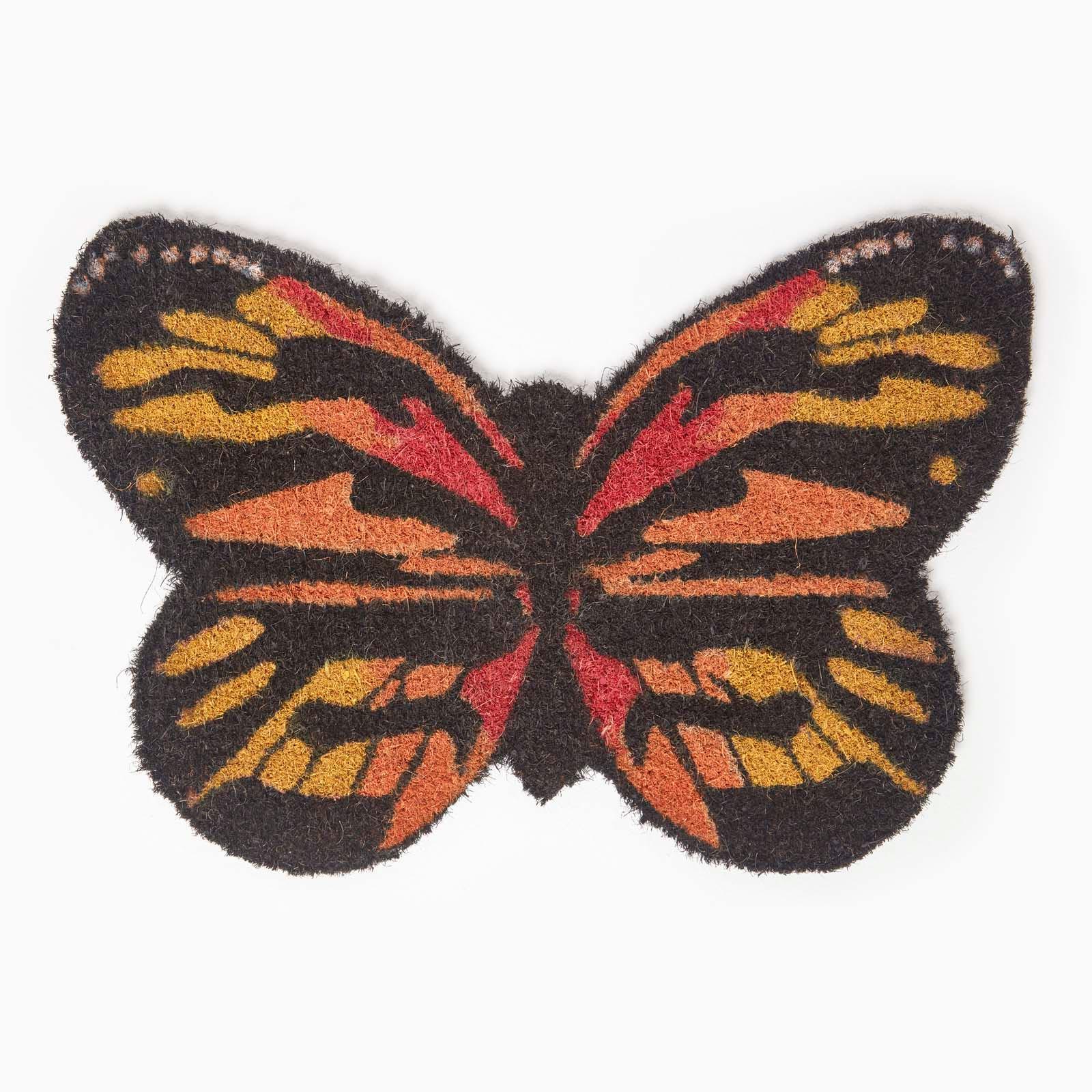 FUSSMATTE Schmetterling, Kokos 40/60 cm - Multicolor, Naturmaterialien (40/60cm) - Homescapes