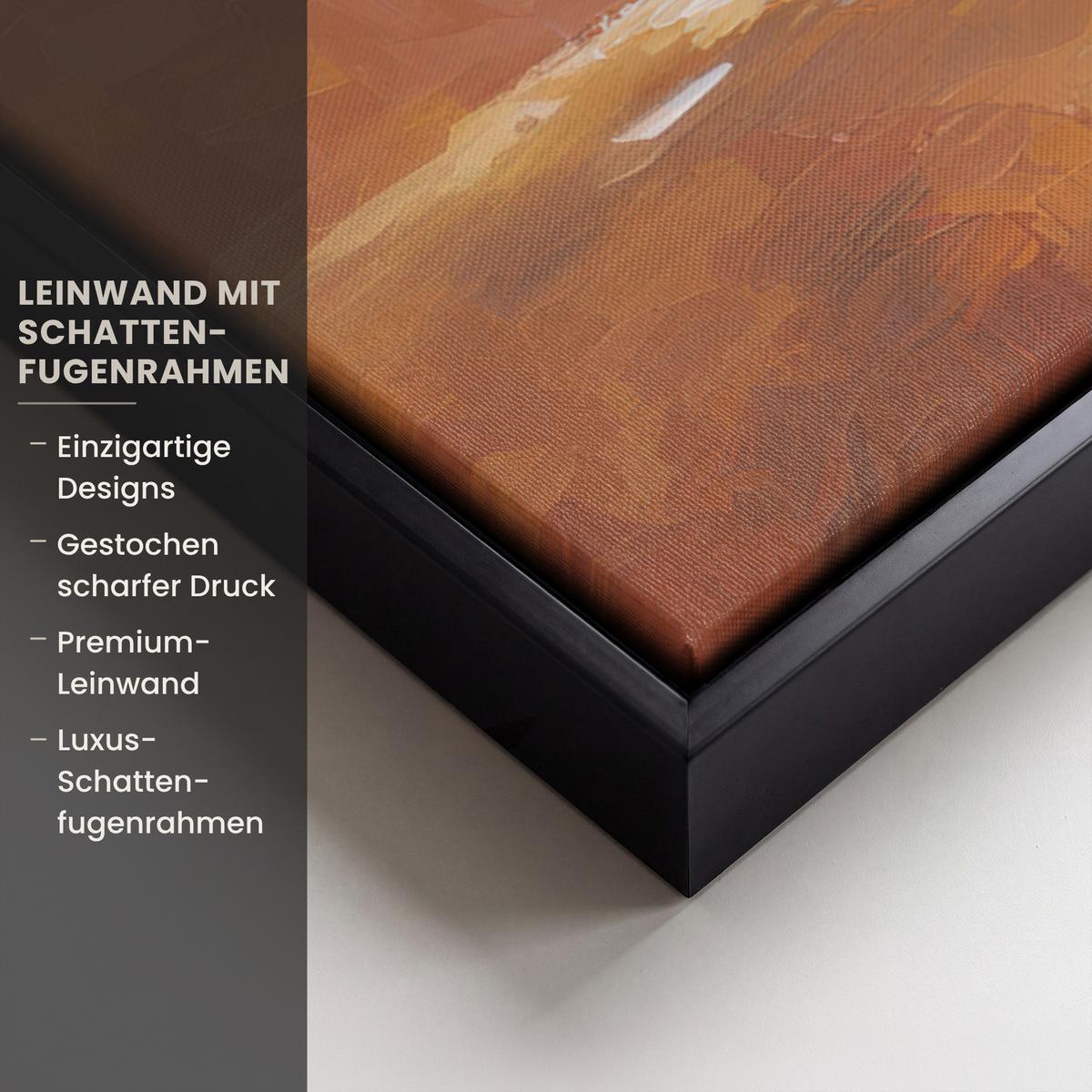 LEINWAND Bilder mit Rahmen - Abstrakt - Baum - Weiß - Blätter - 100x70 - Braun, Textil (100/70cm) - MuchoWow