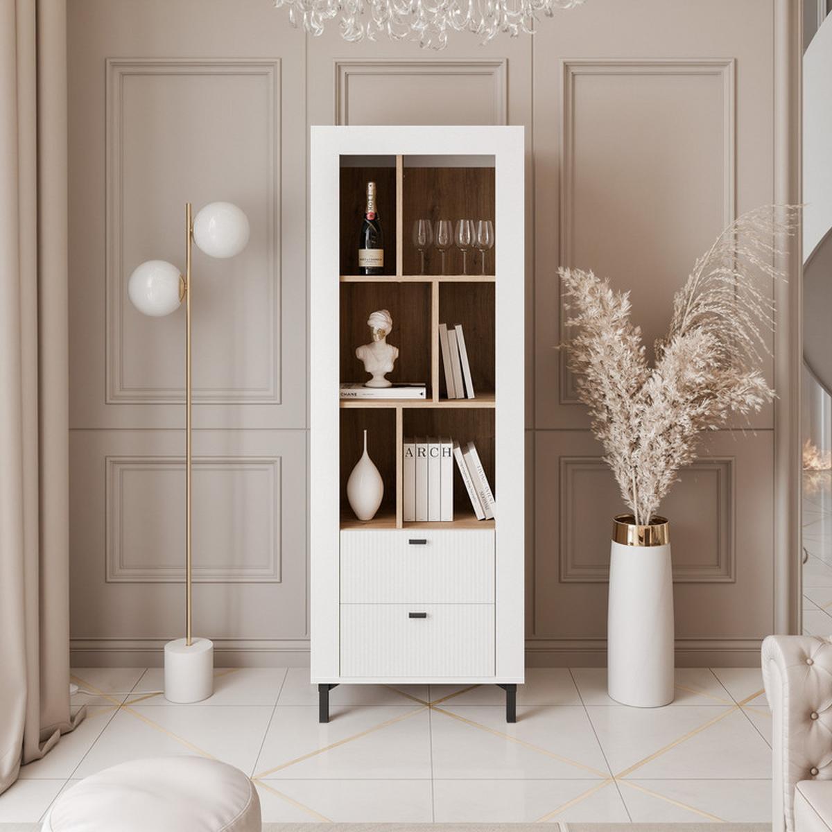 REGAL AVENA, 60/40/169 cm Weiß / Eiche - Weiß, Holzwerkstoff/Kunststoff (60/169/40cm) - Idohome
