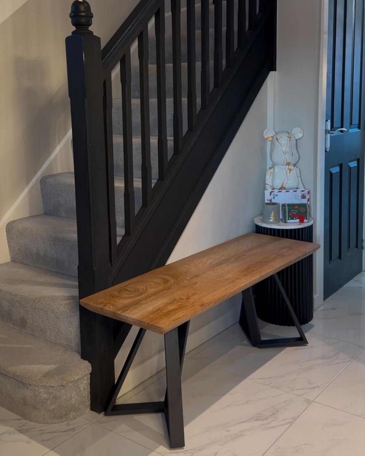 BANK Braun Upton - Schwarz/Braun, Holzwerkstoff (40/48/120cm) - Beliani