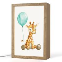 NACHTTISCHLAMPE Giraffe - Baby - Tiere - Blauer Ballon 20x30 cm - Weiß, Holzwerkstoff (8/20/30cm) - OnlyWow