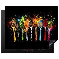 HERDABDECKPLATTE Löffel - Gewürze - Modern - Graffiti - Farbe - Farbenfroh Herdabdeckung Induktionsfeld 65x52 cm - Multicolor, Kunststoff (65/52/0.2cm) - MuchoWow