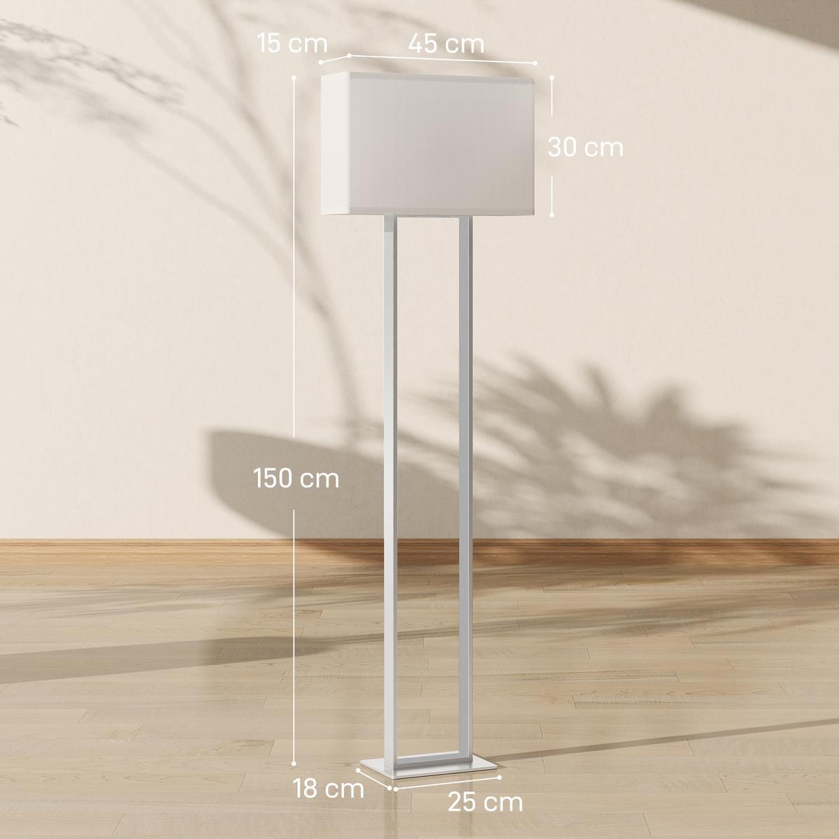 STEHLAMPE Metall Leinen Weiß - Weiß, Metall (45/15/150cm) - HOMCOM