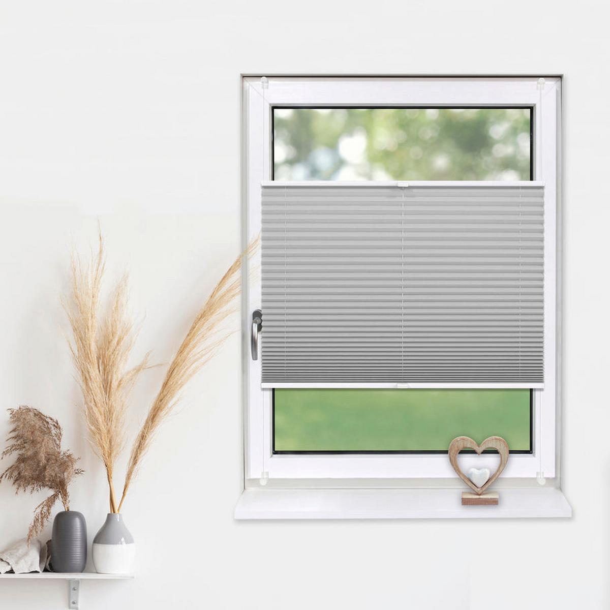 PLISSEE Basic 80 x 210cm Klemmfix ohne Bohren - Silberfarben, Textil (80/210cm) - Deco-Raum