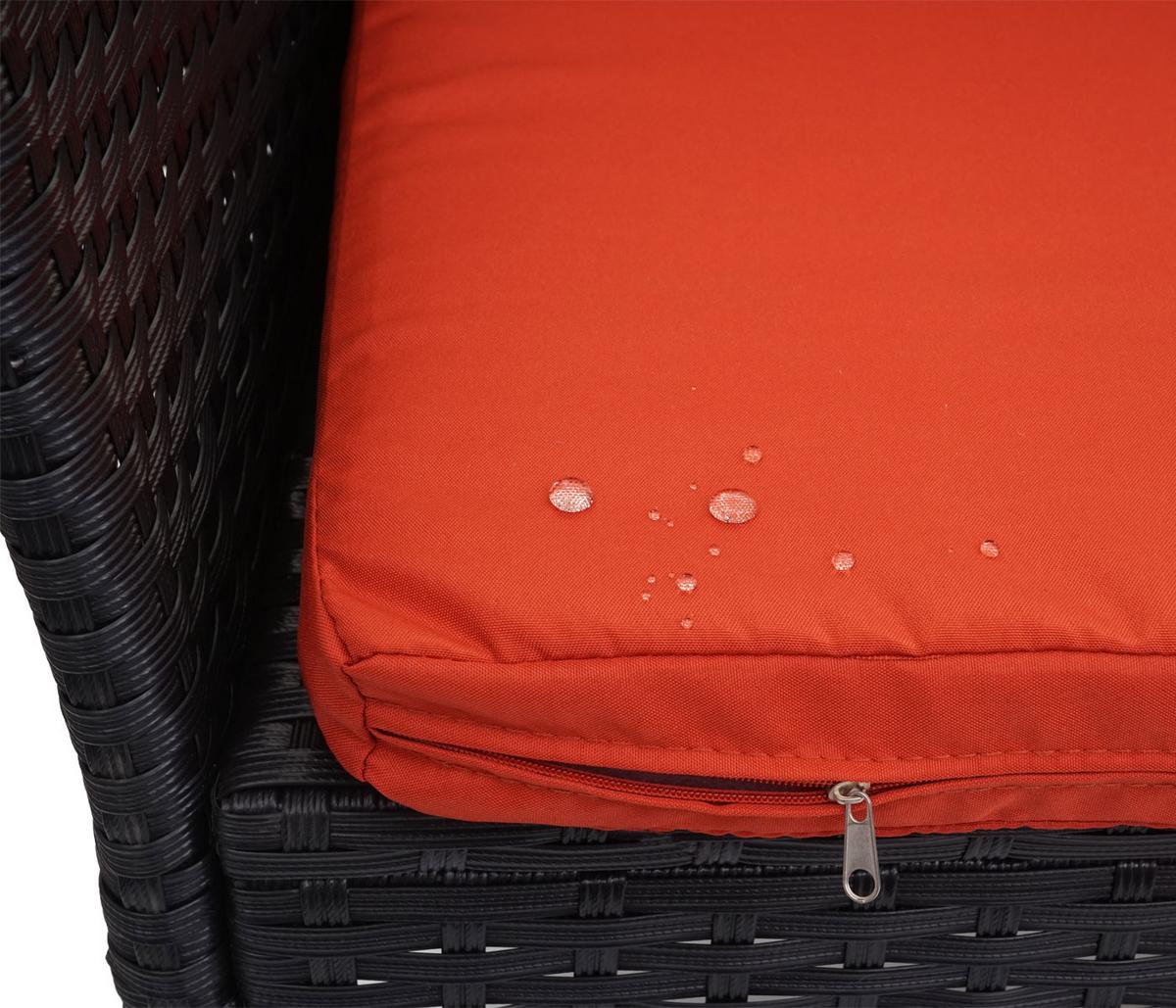 POLY-RATTAN SITZBANK Schwarz, Orange - Schwarz/Orange, Kunststoff (132/84/55cm) - MCW