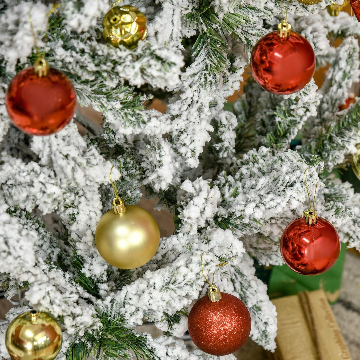 WEIHNACHTSBAUM 150 cm Künstlicher Kieferbaum mit Kunstschnee, 358 Astspitzen - Weiß/Grün, Kunststoff/Metall (150cm) - HOMCOM