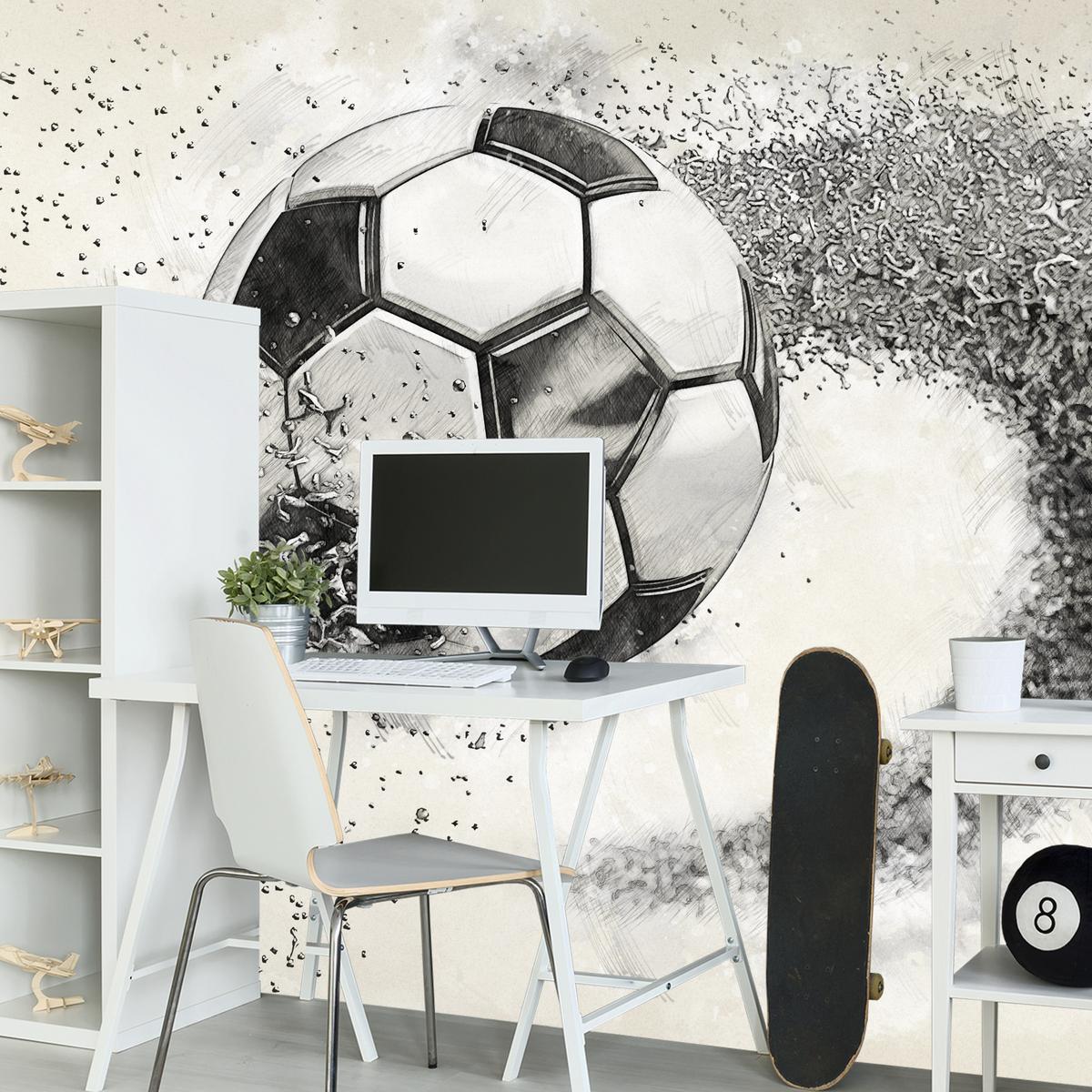 FOTOTAPETE für Kinderzimmer Abstrakter Sand Fußball Sport 200x140 - Beige/Creme, Papier (200/140cm) - Muralo