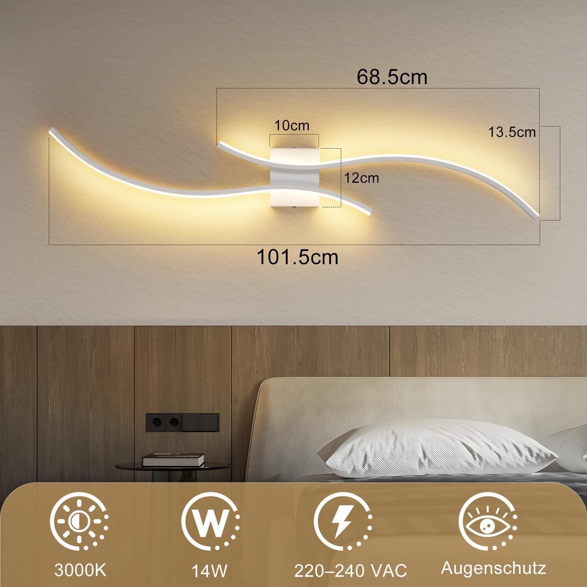 LED-WANDLEUCHTE Hellor 101.5/13.5/4.9 cm - Weiß, Metall (13.5/4.9/101.5cm) - ZMH