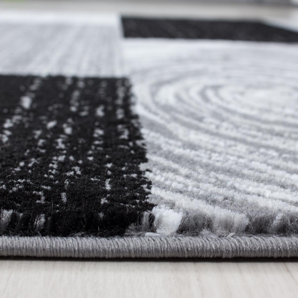 TEPPICH Kurzflor DRAU in Schwarz, abstrakt kariert, 200 x 290 cm - Schwarz, Textil (290/200cm) - KADIMA DESIGN