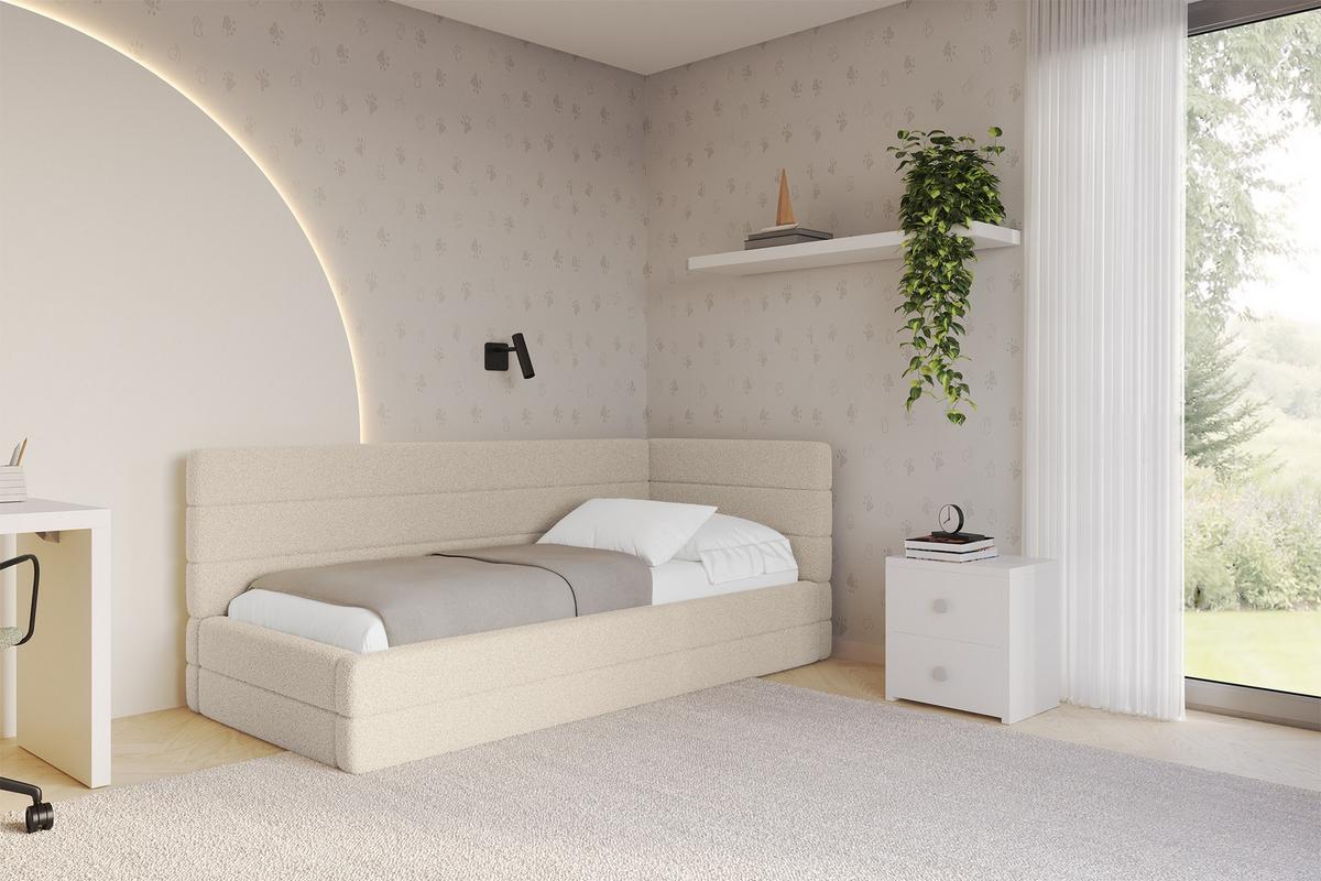 EINZELLBETT Jugendbett mit Bettkasten, Links - BEMY 90x200 Dunkelbeige - Cappuccino, Holzwerkstoff/Textil (90/200cm) - ALTDECOR