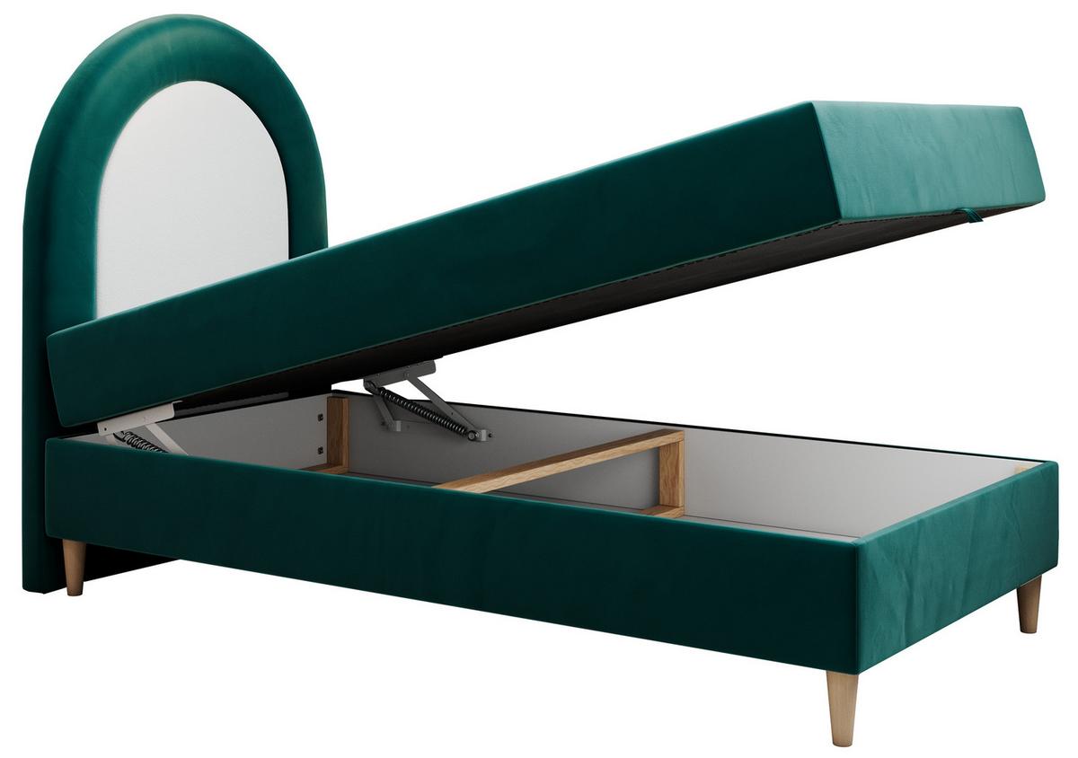 BOXBETT NEST 90/180 Dunkelgrün Velvet - H3 - Dunkelgrün, Holz/Textil (90/180cm) - MKS
