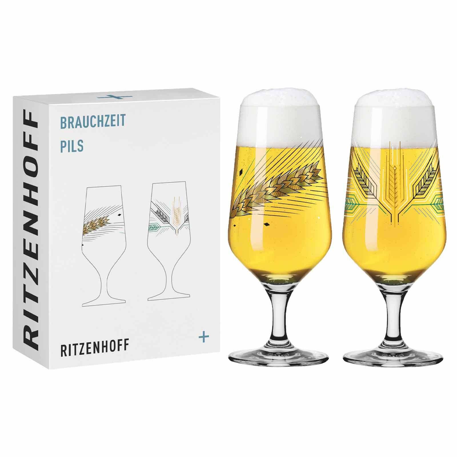 BIERGLÄSER GERSTE Brauchzeit transparent 374 ml 2er Set - Transparent, Glas (0.374L) - Ritzenhoff