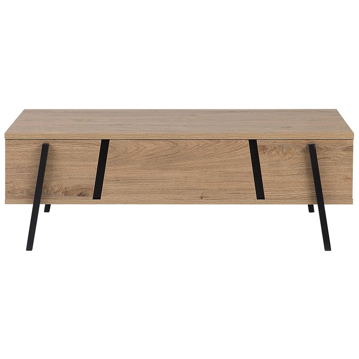 COUCHTISCH heller Holzfarbton/Schwarz rechteckig Blackpool - Schwarz/Braun, Holzwerkstoff (107/59/37cm) - Beliani