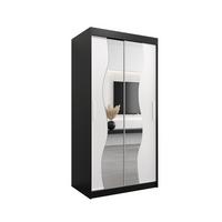 SCHWEBETÜRENSCHRANK 200/100/62 2-türig - Silberfarben/Schwarz, Holz/Kunststoff (100/200/62cm) - MÖBEL KRYSPOL