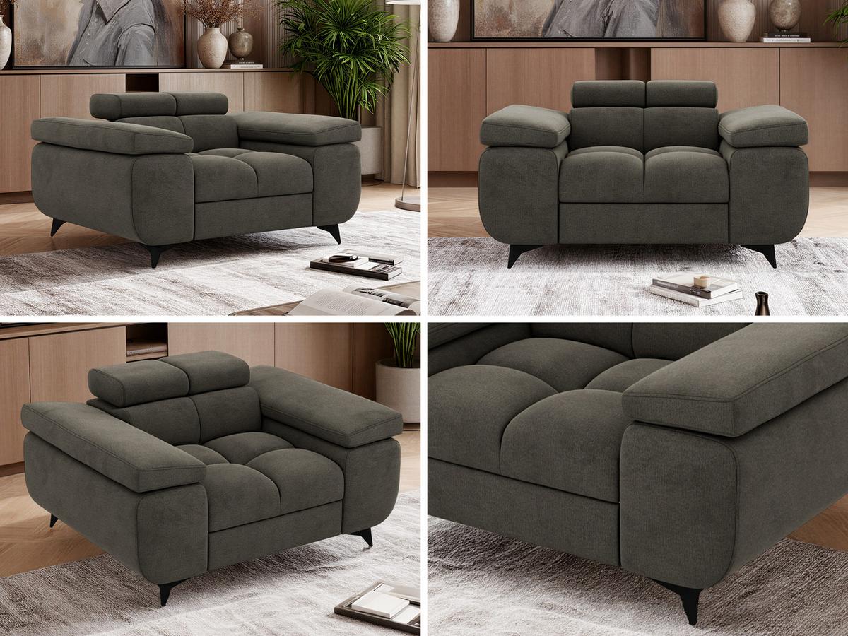 SESSEL NIDELLO - Dunkelgrau Velvet - Dunkelgrau/Schwarz, Textil/Metall (130/70/97cm) - MKS