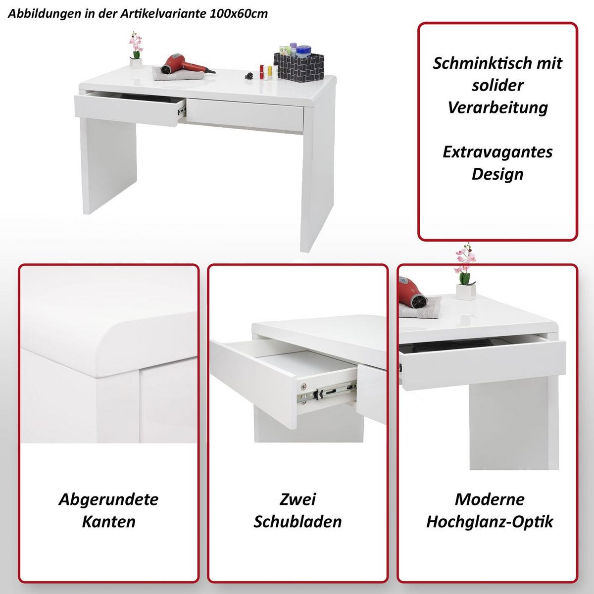 SCHMINKTISCH G5 rechteck Weiß - Weiß, Holzwerkstoff (60/120/75cm) - MCW