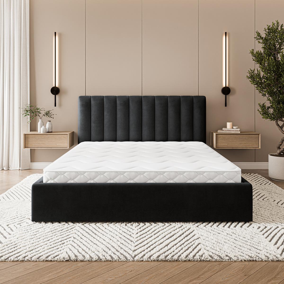 POLSTERBETT DEMERA MGV 200x200 cm mit Bettkästen - Schwarz - Schwarz, Holz (200/200cm) - MASSENO