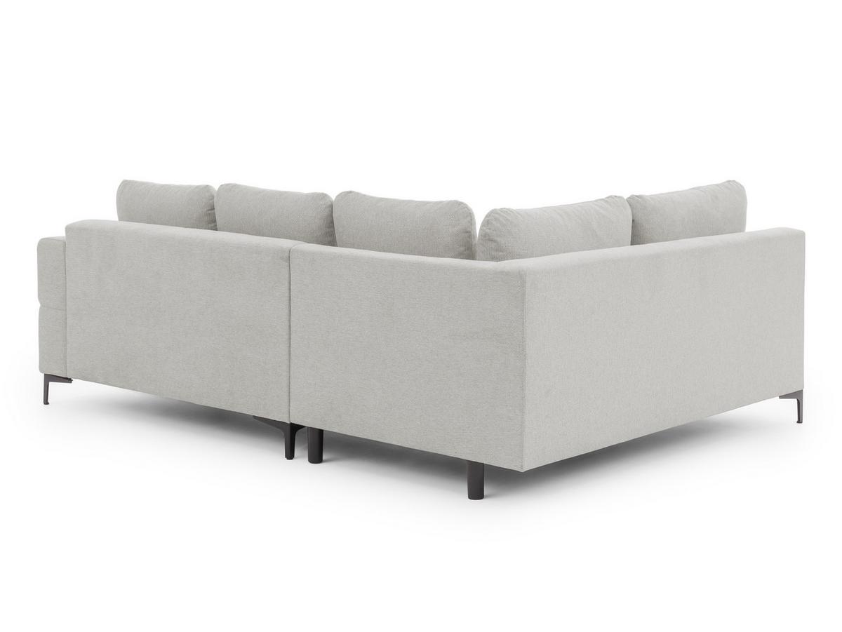 ECKSOFA Cardea in Bubble-Optik aus weichem Hellgrau Strukturstoff mit hohem Sitzkomfort - Ottomane links - Hellgrau/Schwarz, Holz/Textil (170/230cm) - S-Style Möbel