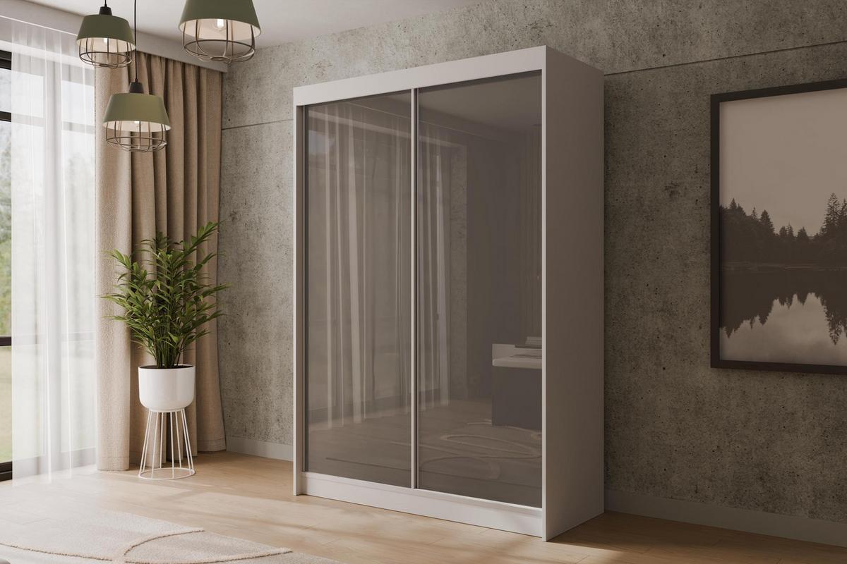 KLEIDERSCHRANK PEKA - 120 cm - Weiß|Grau - Weiß/Grau, Holzwerkstoff (120/215/61cm) - ALTDECOR