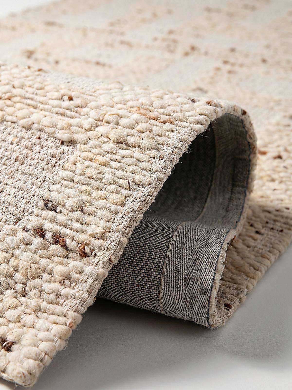TEPPICH aus Wolle handgewebt ELIN in Natur, geometrisch, 80 x 230 cm - Beige, Textil (230/80cm) - KADIMA DESIGN