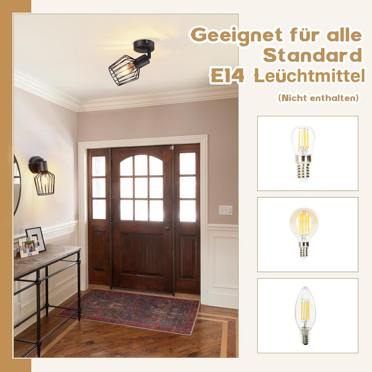 DECKENSTRAHLER Franziska 1-flammig 8/10/10 cm - Schwarz, Metall (8/10/10cm) - Nettlife